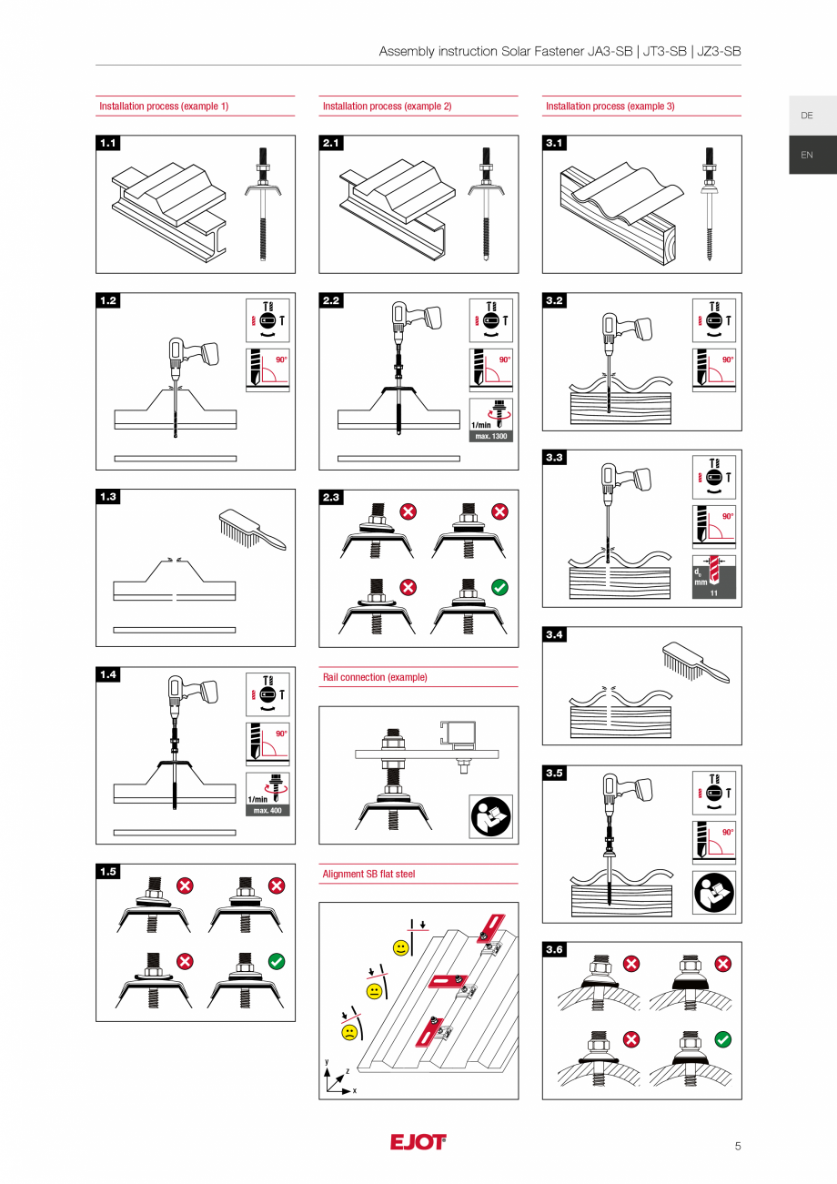 Pagina 5-Istructiuni de asamblare sisteme de fixare pentru instalații solare și fotovoltaice EJOT ...