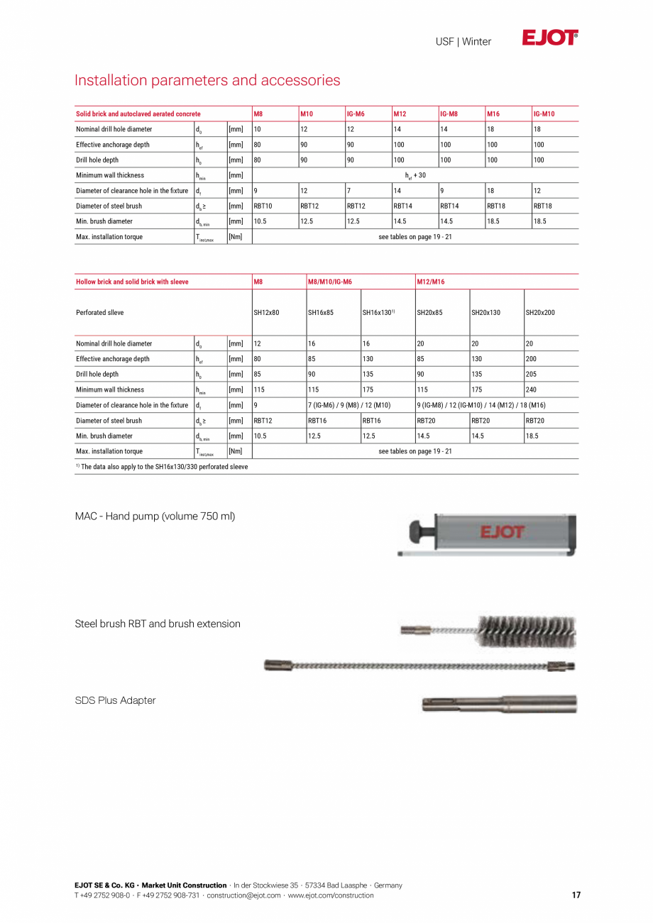 Pagina 17-Detalii tehnice mortar chimic USF/ USF Winter EJOT Multifix USF Catalog, brosura Engleza sign, if...