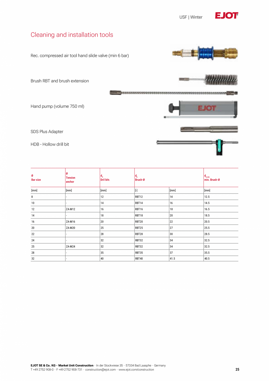 Pagina 25-Detalii tehnice mortar chimic USF/ USF Winter EJOT Multifix USF Catalog, brosura Engleza d rod made ...