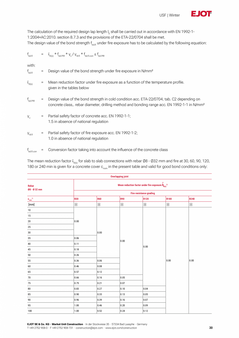 Pagina 30-Detalii tehnice mortar chimic USF/ USF Winter EJOT Multifix USF Catalog, brosura Engleza n@ejot.com ...