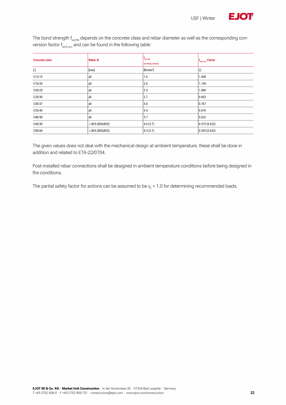 Pagina 32-Detalii tehnice mortar chimic USF/ USF Winter EJOT Multifix USF Catalog, brosura Engleza ameter of...