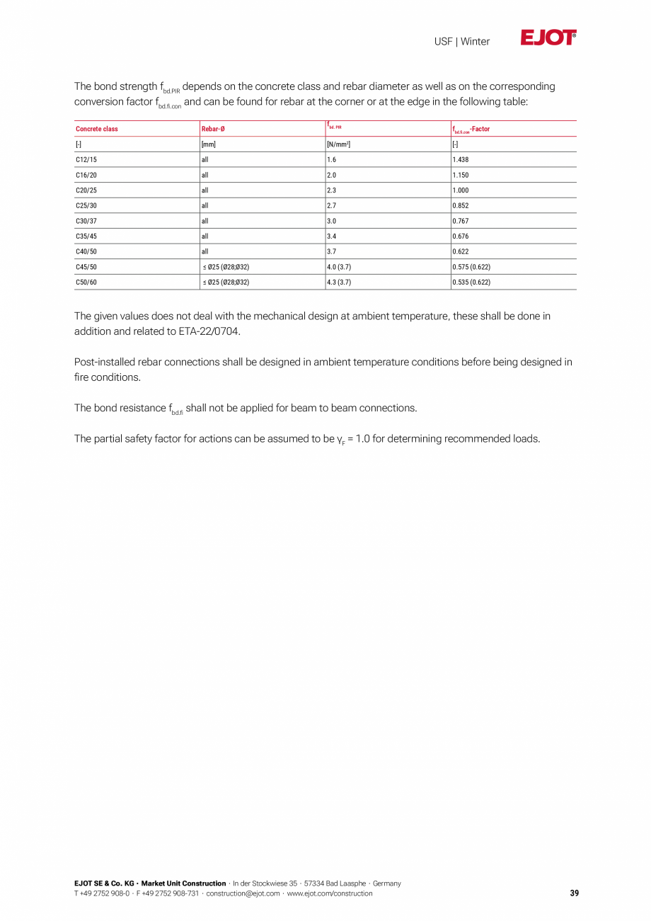 Pagina 39-Detalii tehnice mortar chimic USF/ USF Winter EJOT Multifix USF Catalog, brosura Engleza  kg/dm³...