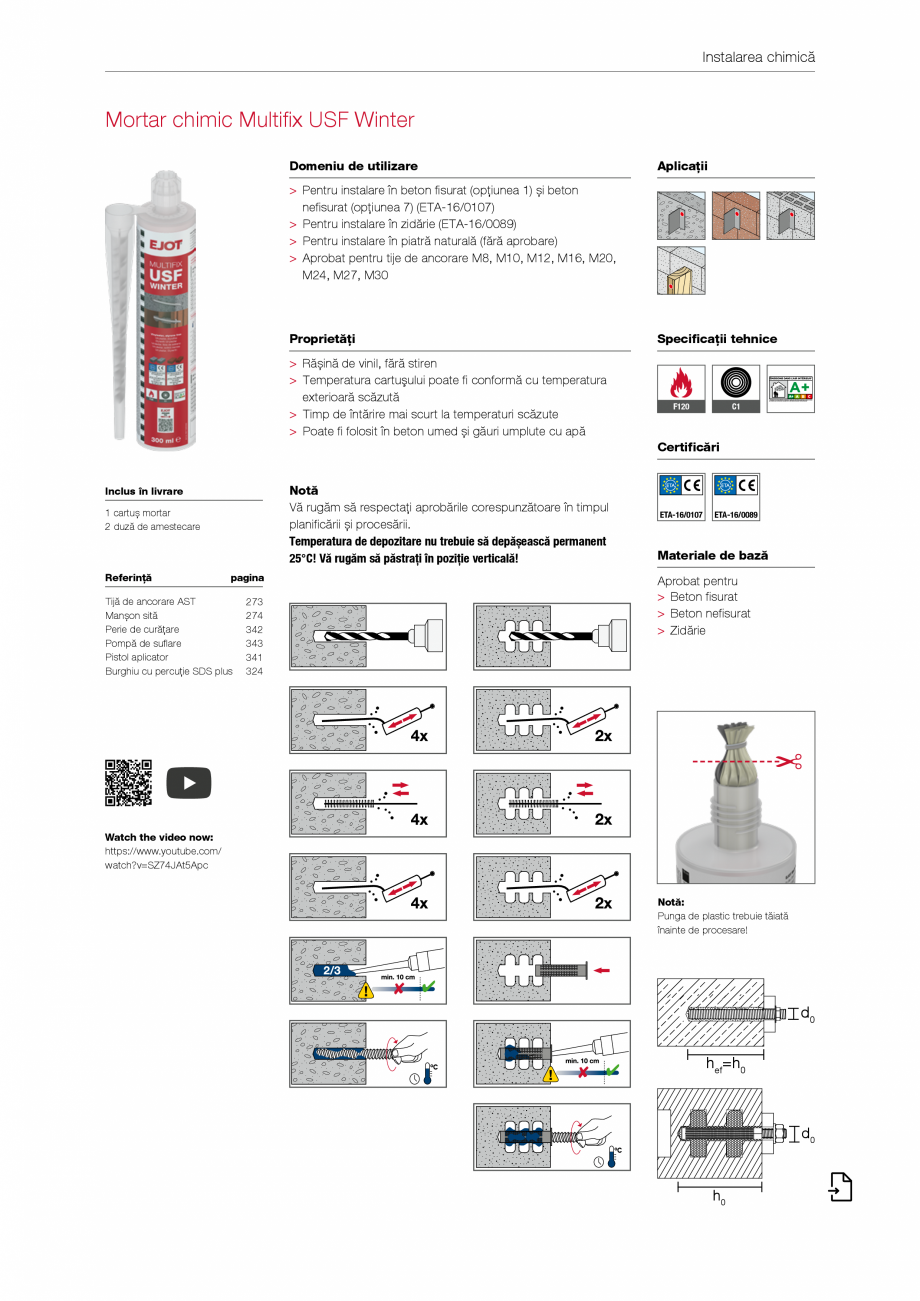 Pagina 1-Fisa tehnica mortar chimic USF Winter EJOT Multifix USF Fisa tehnica Instalarea chimică

Mortar...