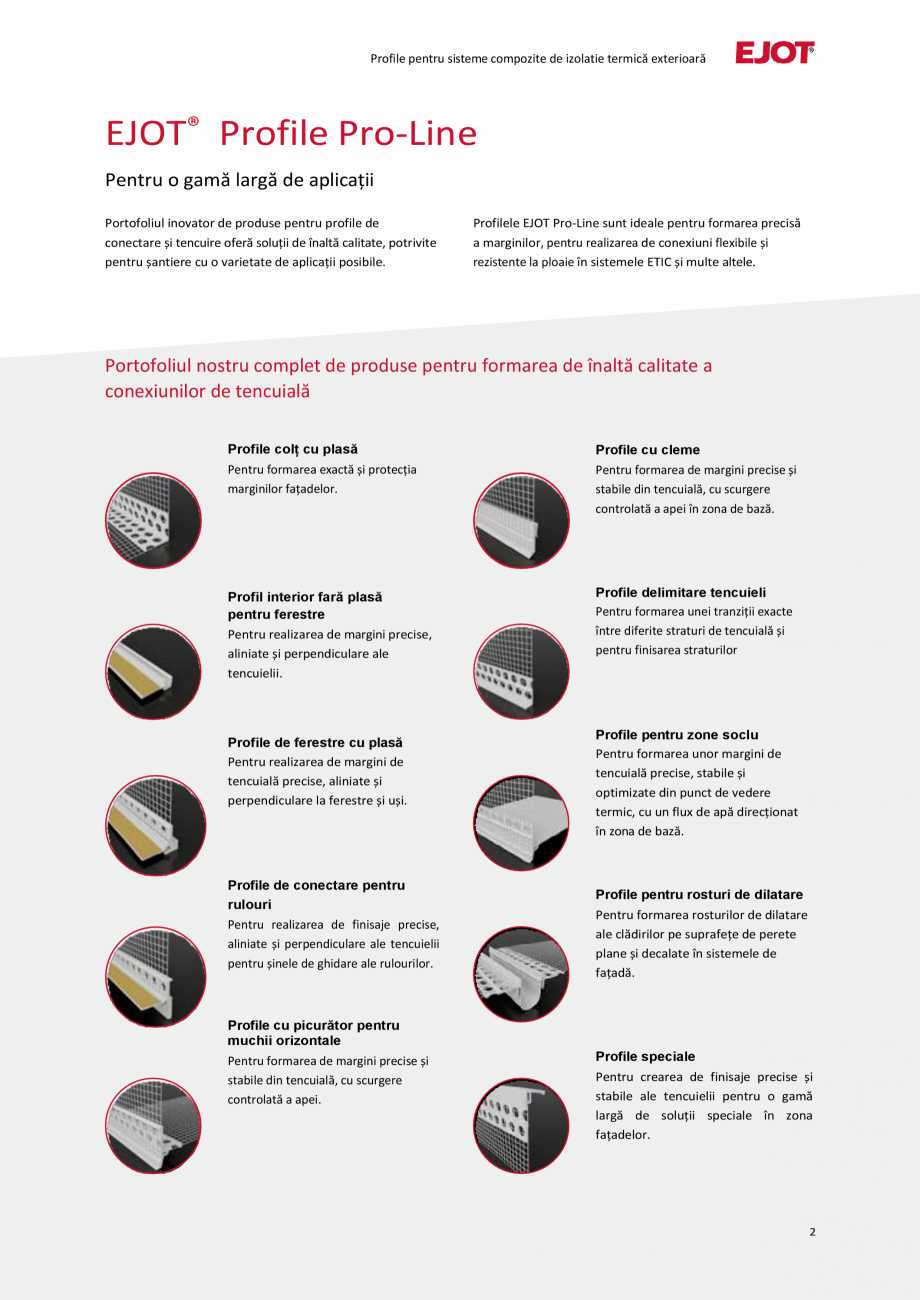 Pagina 2-Profile pentru sisteme compozite de izolație termică exterioară EJOT Pro BSOP-HL / Pro SOP...