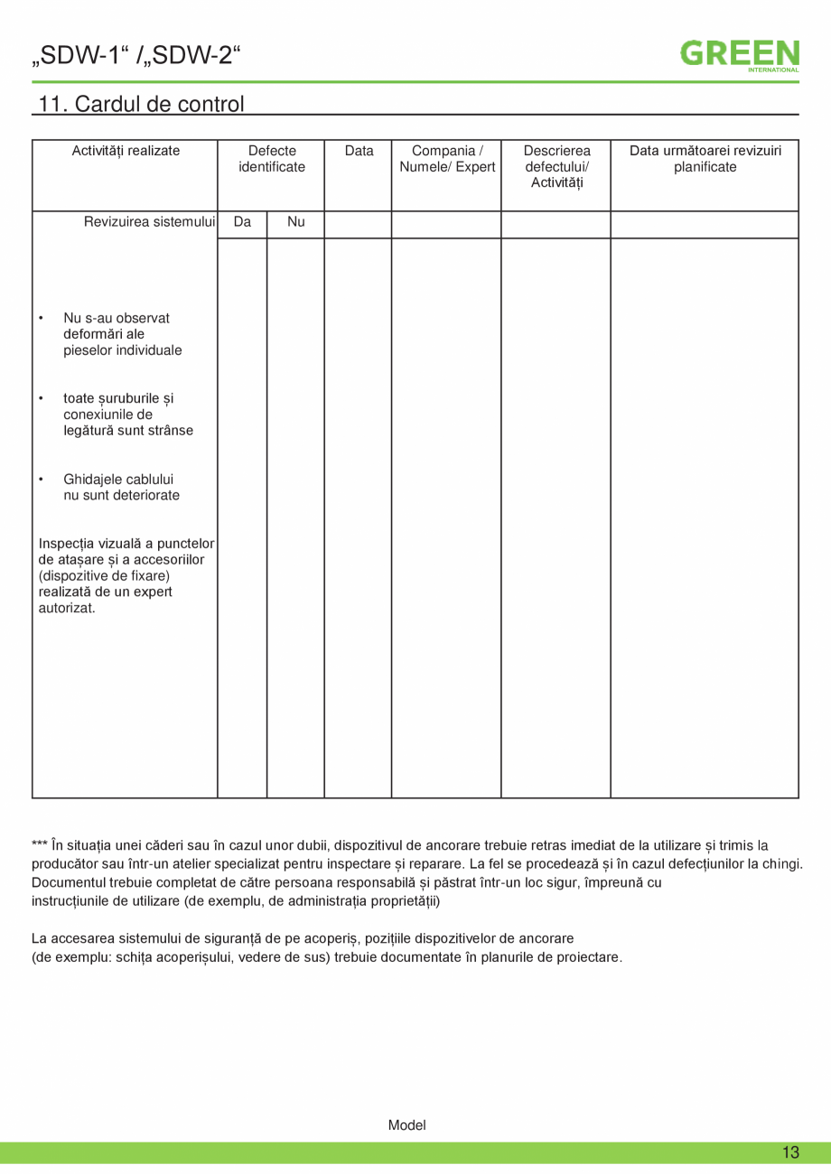 Pagina 13-Fisa tehnica sistem siguranta SDW-1/ SDW-2 GRUN Fisa tehnica Romana er de rezistență.

4.2. Etape ...