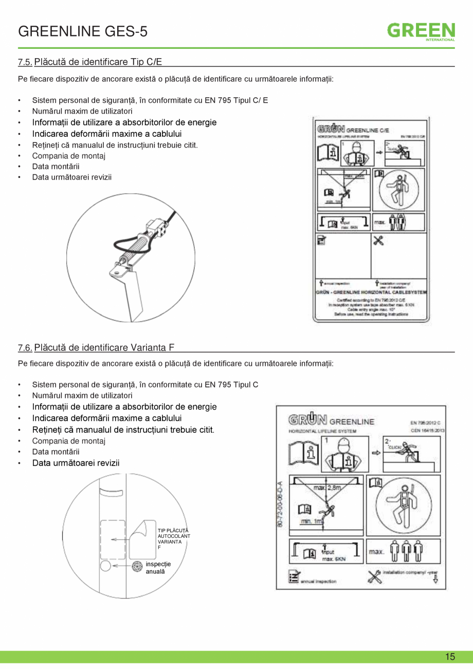 Pagina 15-Fisa tehnica sistem siguranta Greenline GES-5 GRUN Fisa tehnica Romana bruptă (margini de acoperiș...