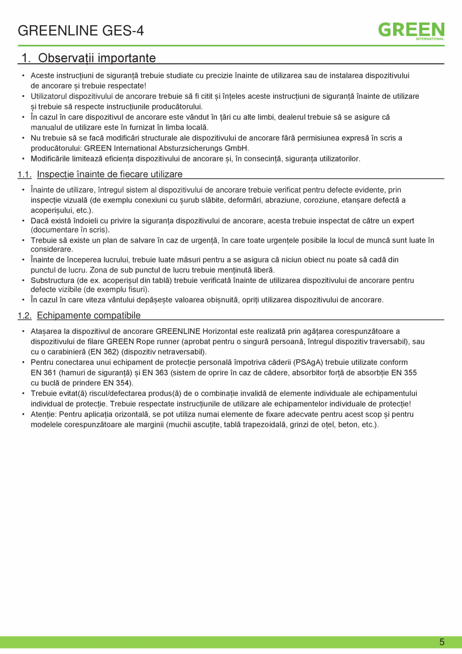 Pagina 5-Fisa tehnica sistem siguranta Greenline GES-4 GRUN Fisa tehnica Romana  cablu)
6.2. Examinarea...
