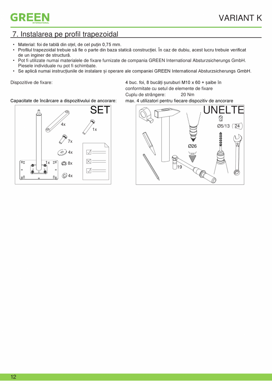 Pagina 12-Fisa tehnica sistem siguranta Variant K GRUN Fisa tehnica Romana acitate de încărcare a...