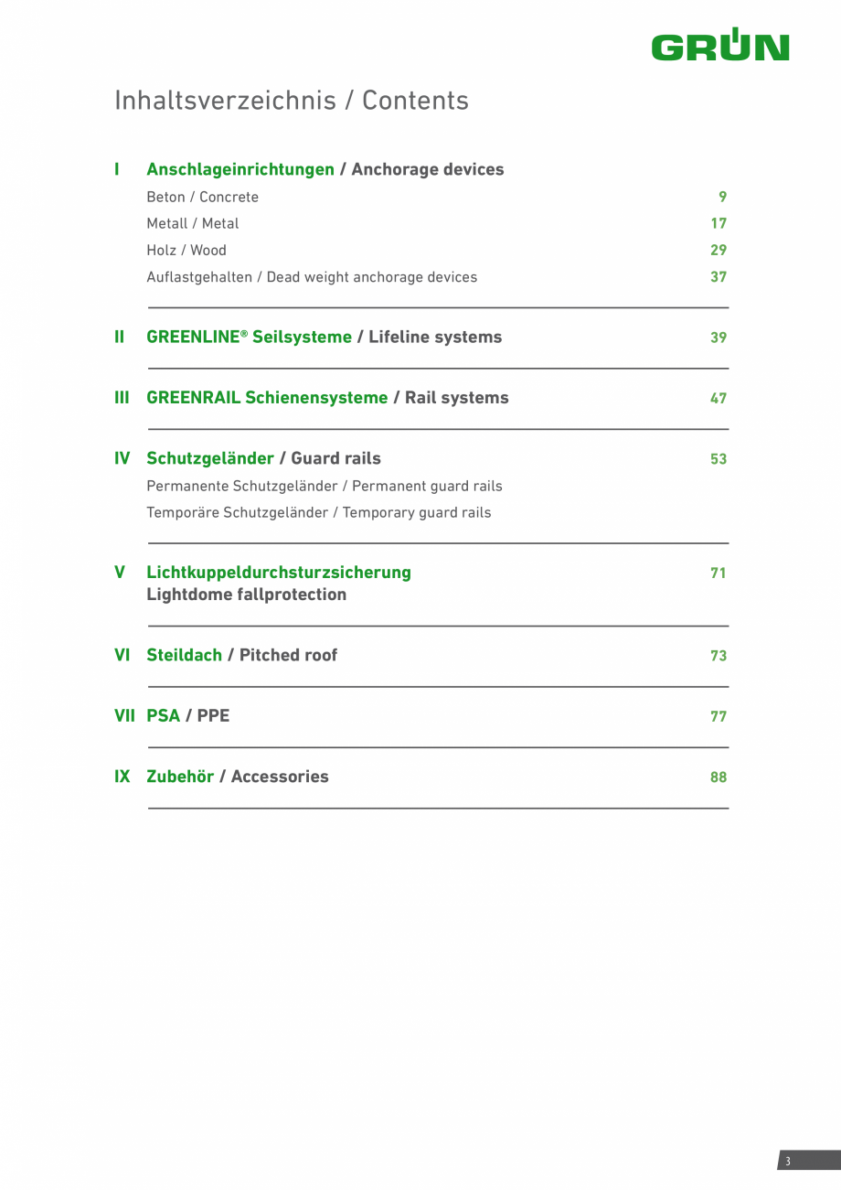Pagina 3-Catalog sisteme de siguranta pentru acoperisuri GRUN Catalog, brosura Engleza, Germana petenter...