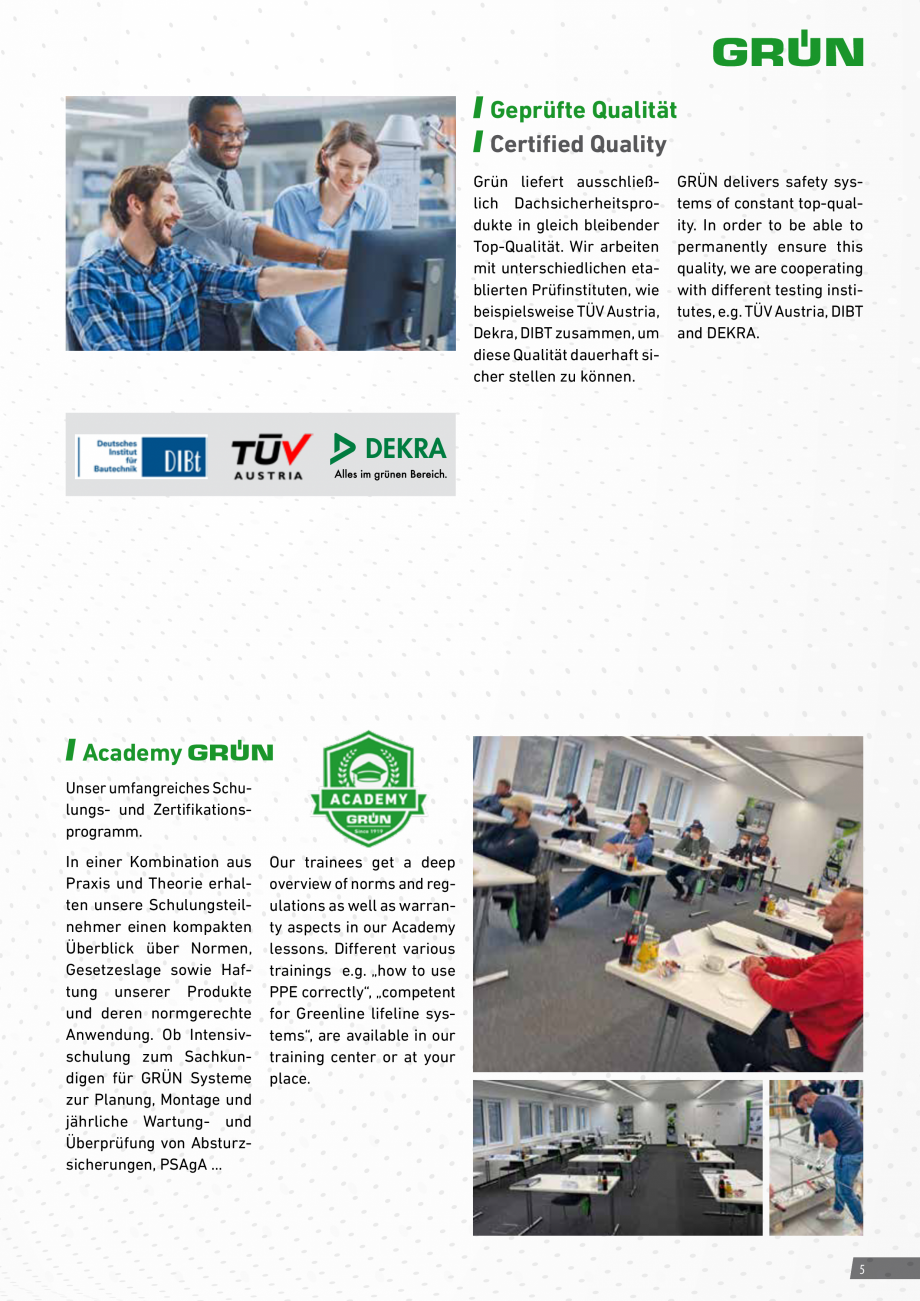 Pagina 5-Catalog sisteme de siguranta pentru acoperisuri GRUN Catalog, brosura Engleza, Germana  to be able...