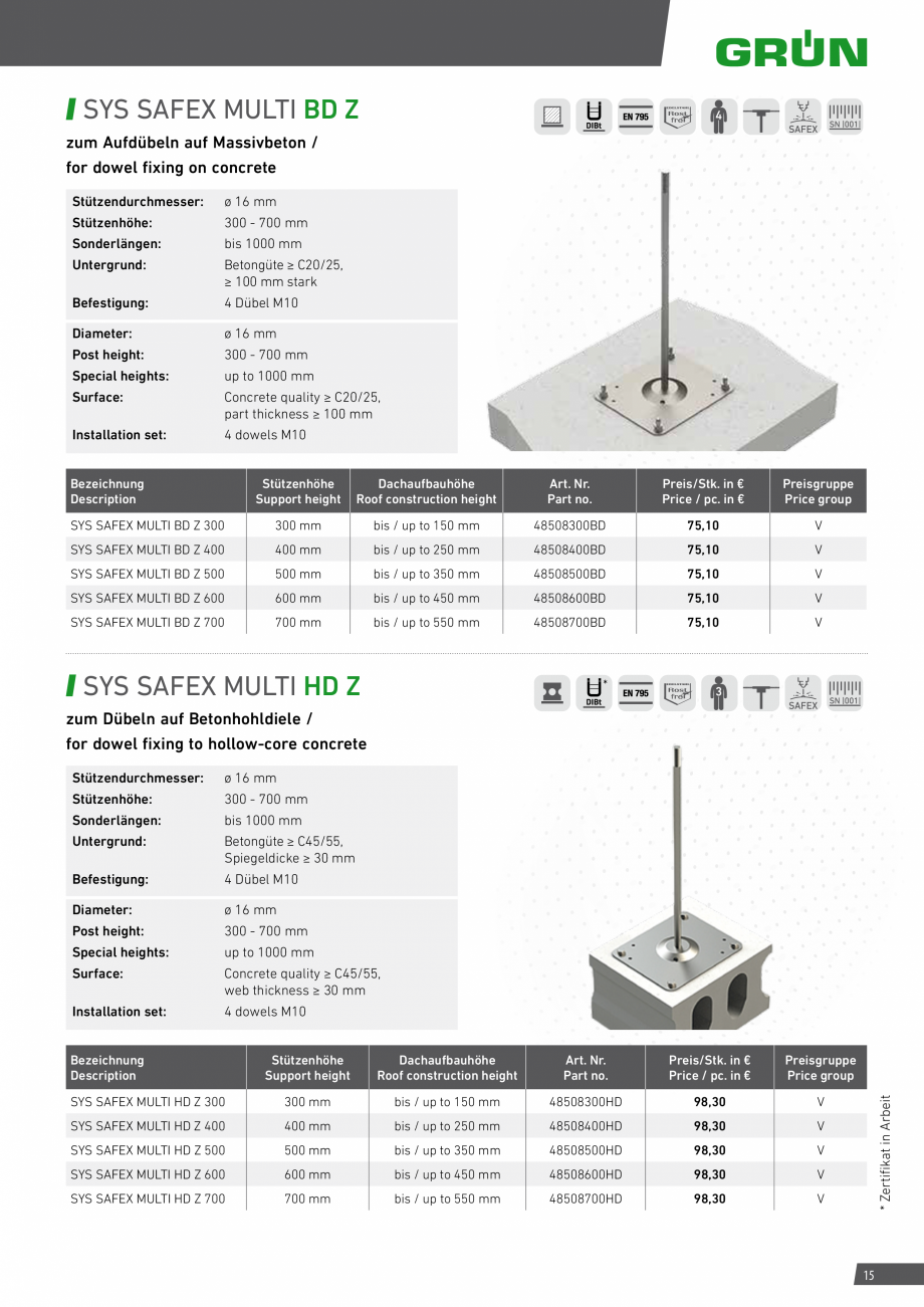 Pagina 15-Catalog sisteme de siguranta pentru acoperisuri GRUN Catalog, brosura Engleza, Germana  BD
on a...