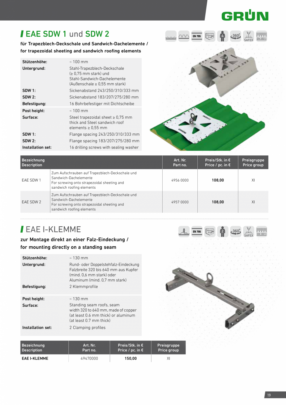 Pagina 19-Catalog sisteme de siguranta pentru acoperisuri GRUN Catalog, brosura Engleza, Germana 0HD

98,30

V...