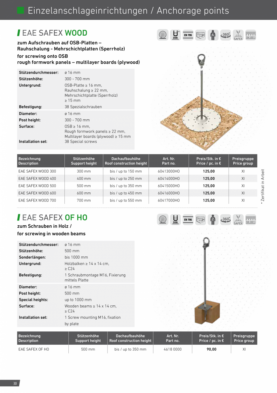 Pagina 30-Catalog sisteme de siguranta pentru acoperisuri GRUN Catalog, brosura Engleza, Germana izontale...