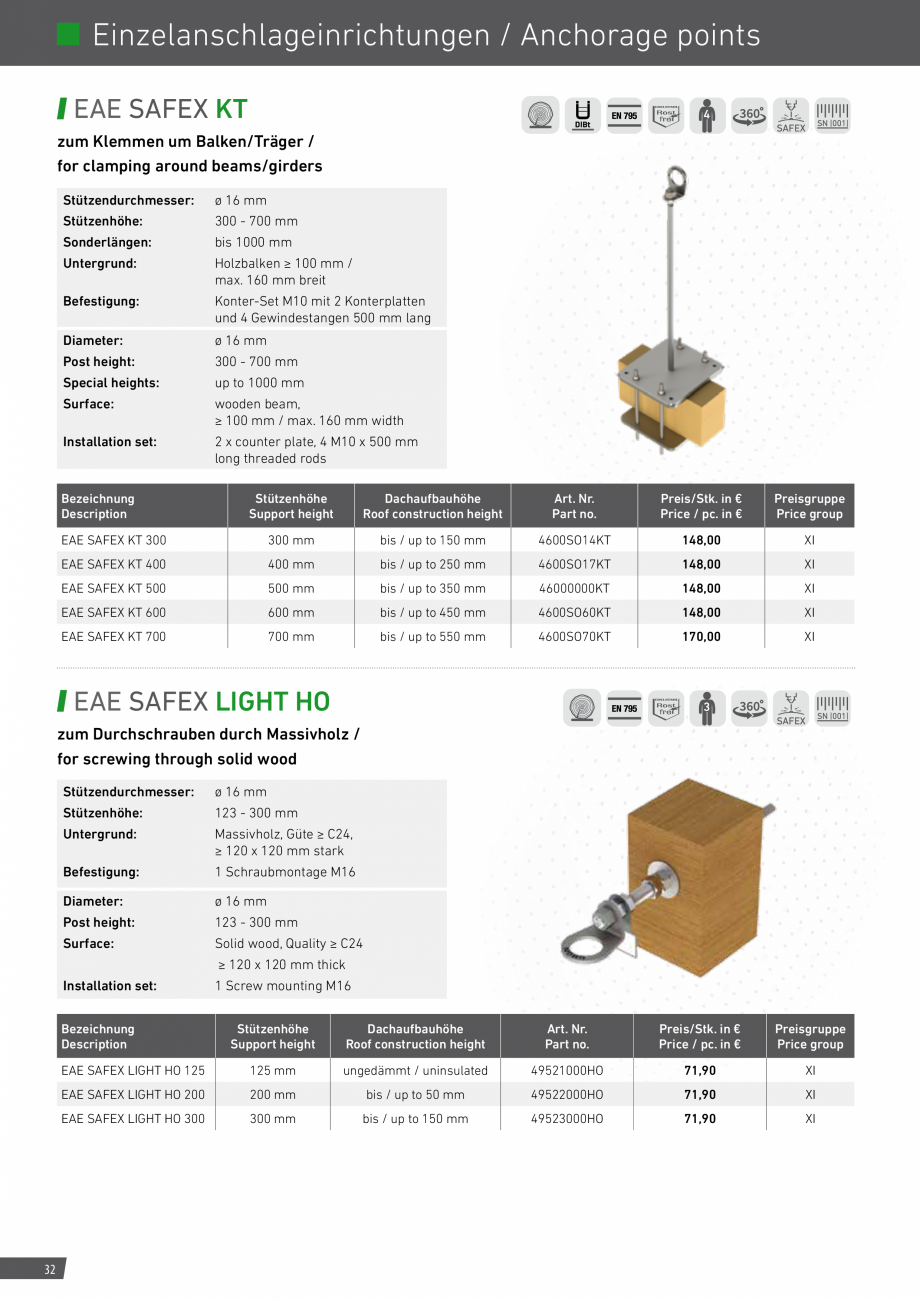 Pagina 32-Catalog sisteme de siguranta pentru acoperisuri GRUN Catalog, brosura Engleza, Germana 0

700 mm
...