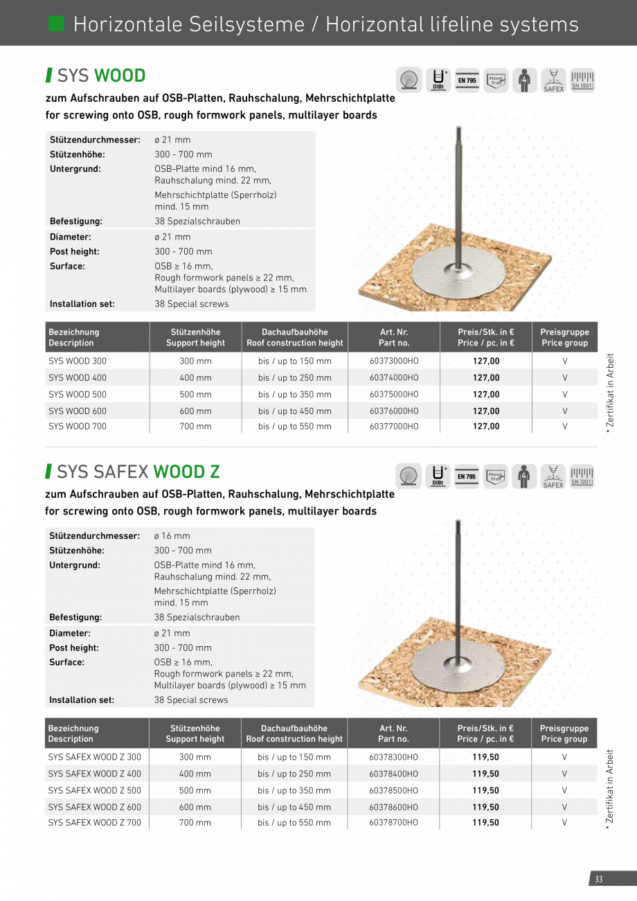 Pagina 33-Catalog sisteme de siguranta pentru acoperisuri GRUN Catalog, brosura Engleza, Germana S VARIANT TR ...