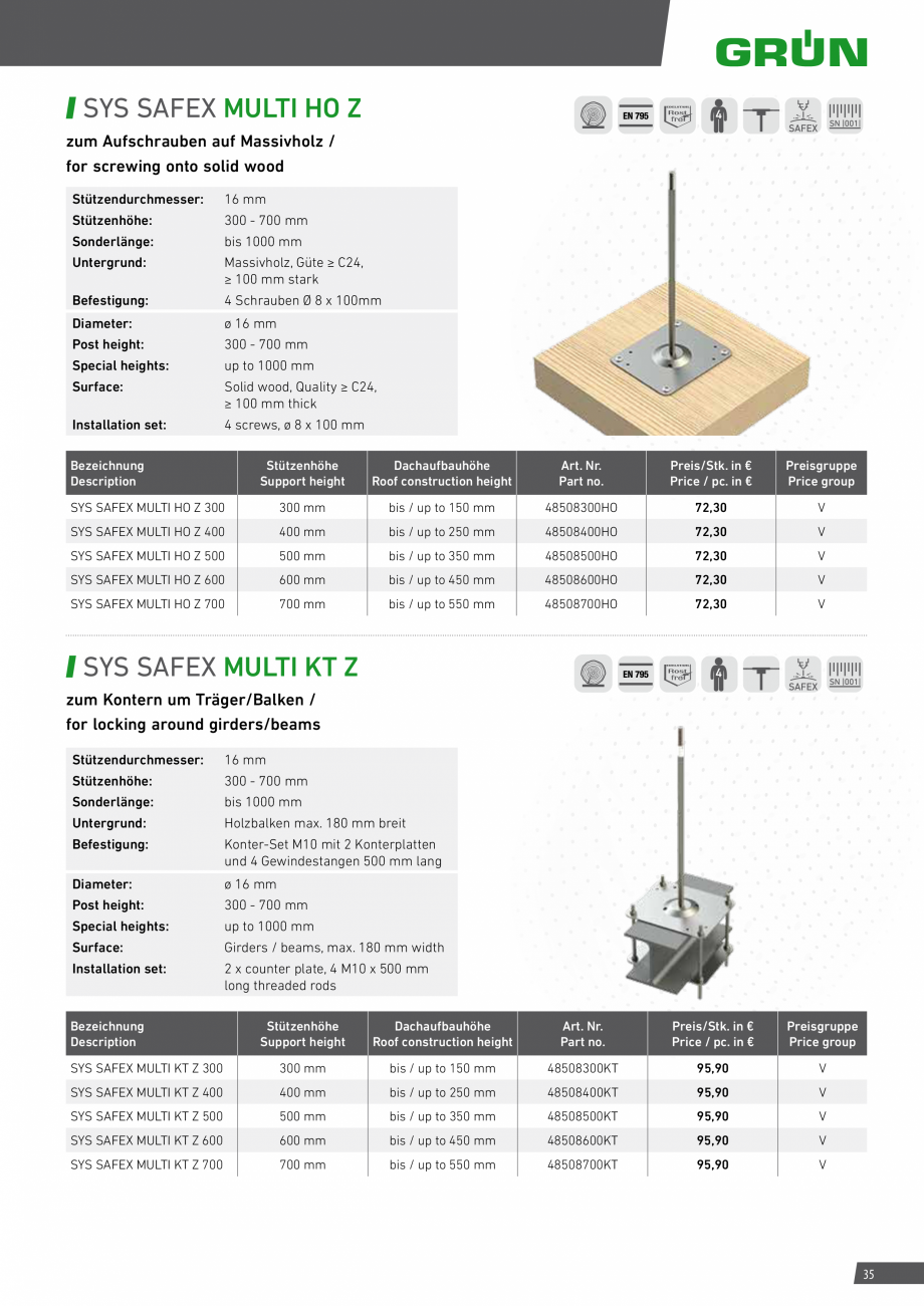 Pagina 35-Catalog sisteme de siguranta pentru acoperisuri GRUN Catalog, brosura Engleza, Germana p to 350 mm

...