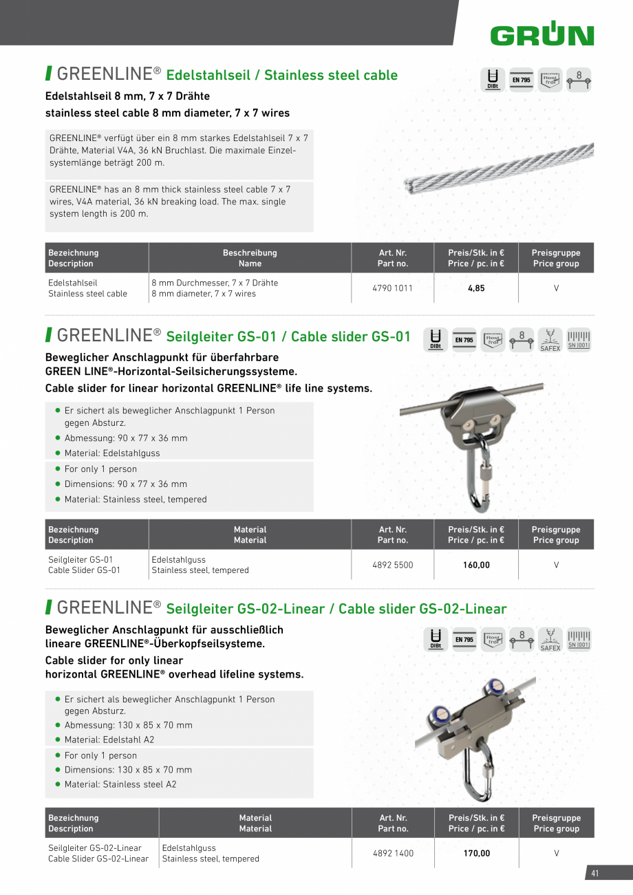Pagina 41-Catalog sisteme de siguranta pentru acoperisuri GRUN Catalog, brosura Engleza, Germana en/Träger /
...