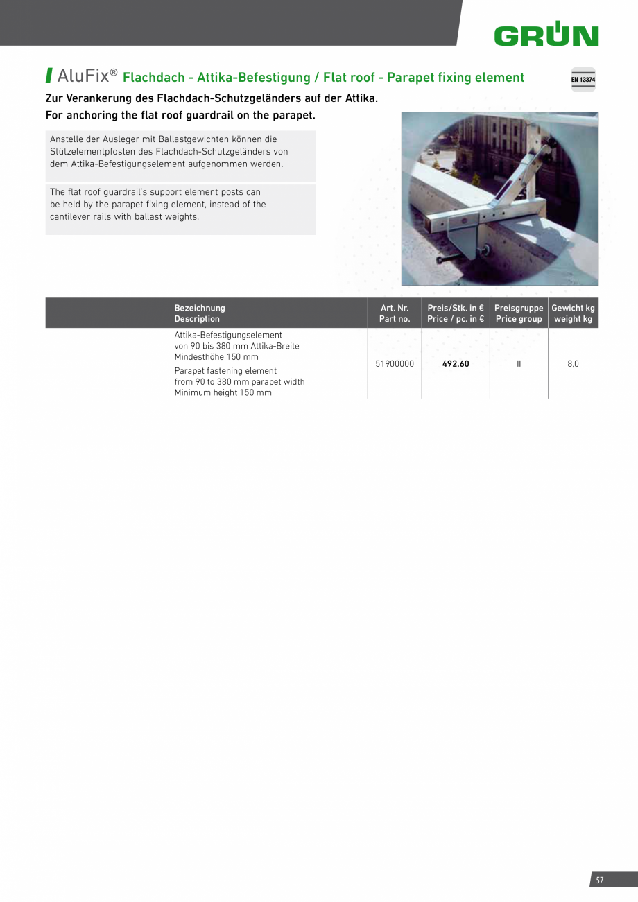 Pagina 57-Catalog sisteme de siguranta pentru acoperisuri GRUN Catalog, brosura Engleza, Germana ar
Cable...