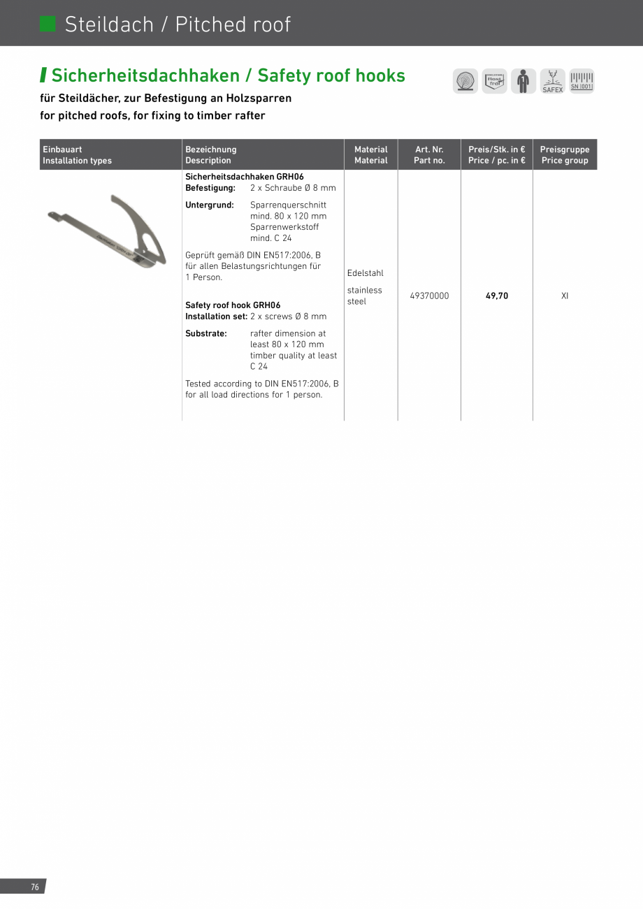 Pagina 76-Catalog sisteme de siguranta pentru acoperisuri GRUN Catalog, brosura Engleza, Germana ment
4 x...