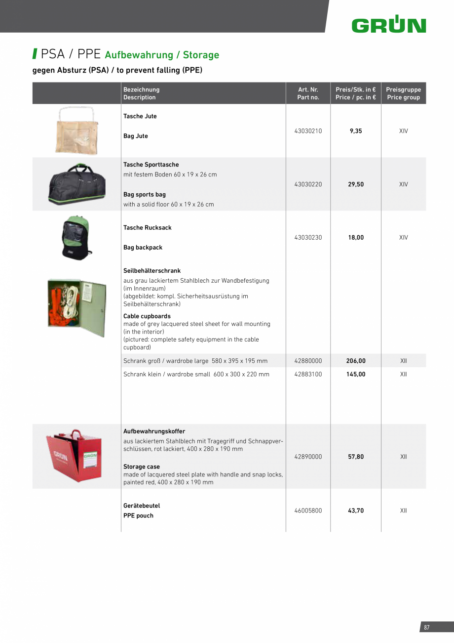 Pagina 87-Catalog sisteme de siguranta pentru acoperisuri GRUN Catalog, brosura Engleza, Germana 0 mm variiert...