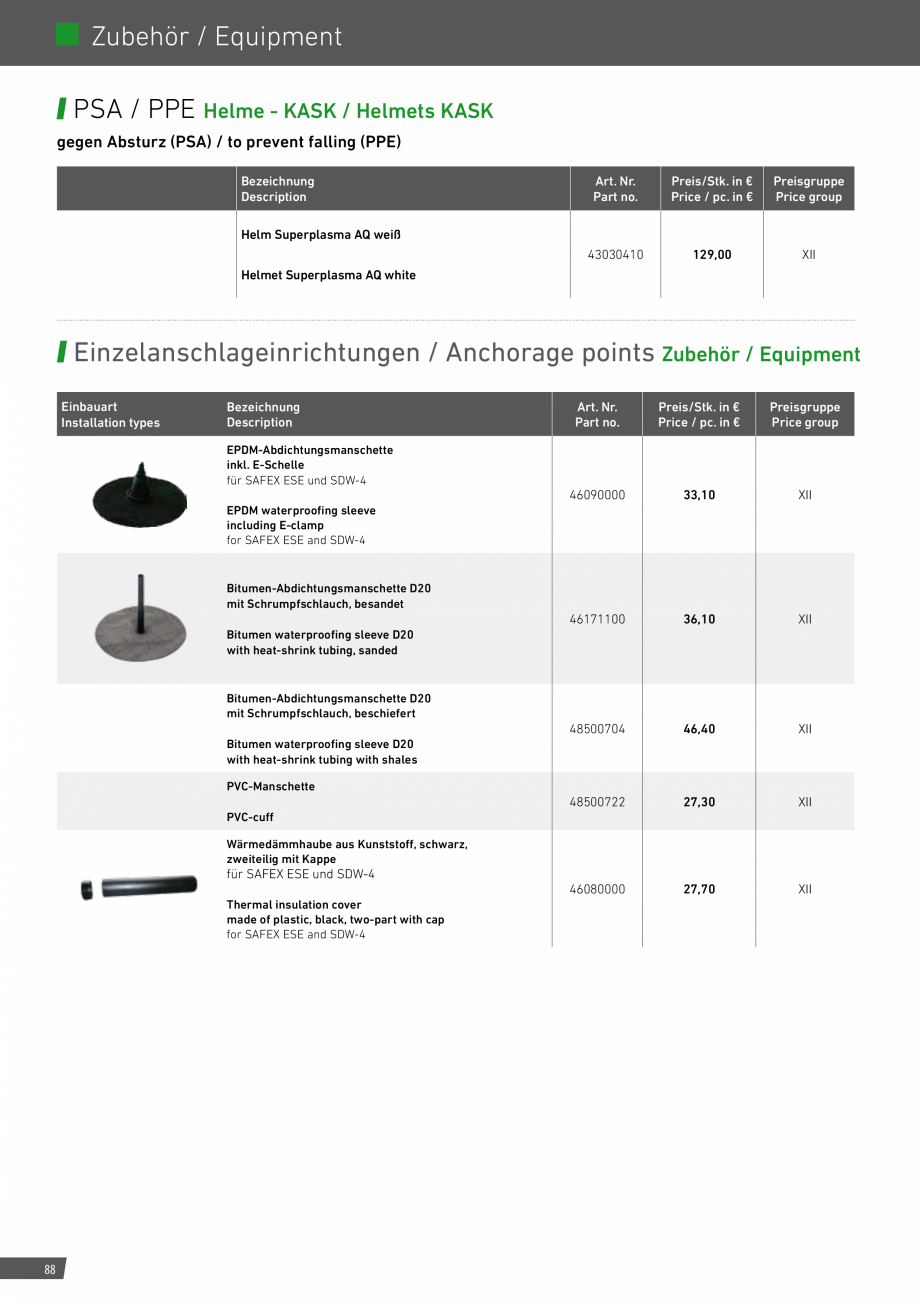 Pagina 88-Catalog sisteme de siguranta pentru acoperisuri GRUN Catalog, brosura Engleza, Germana iles and...