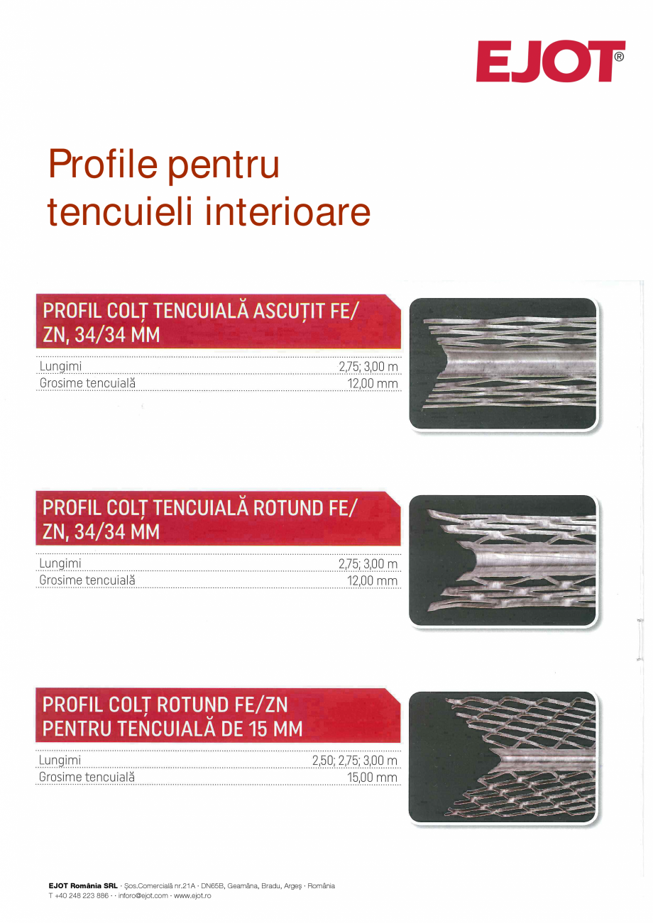 Pagina 1-Profile pentru tencuieli la interior EJOT Catalog, brosura Romana Profile pentru
tencuieli...