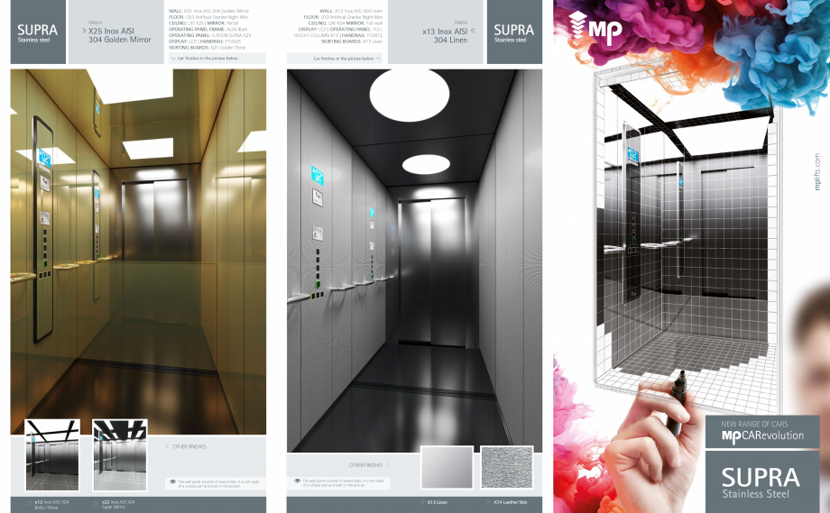 Pagina 1-Cabine de pasageri MP IFMA SUPRA Catalog, brosura Engleza FINISH

Stainless steel

X25 Inox AISI
304...