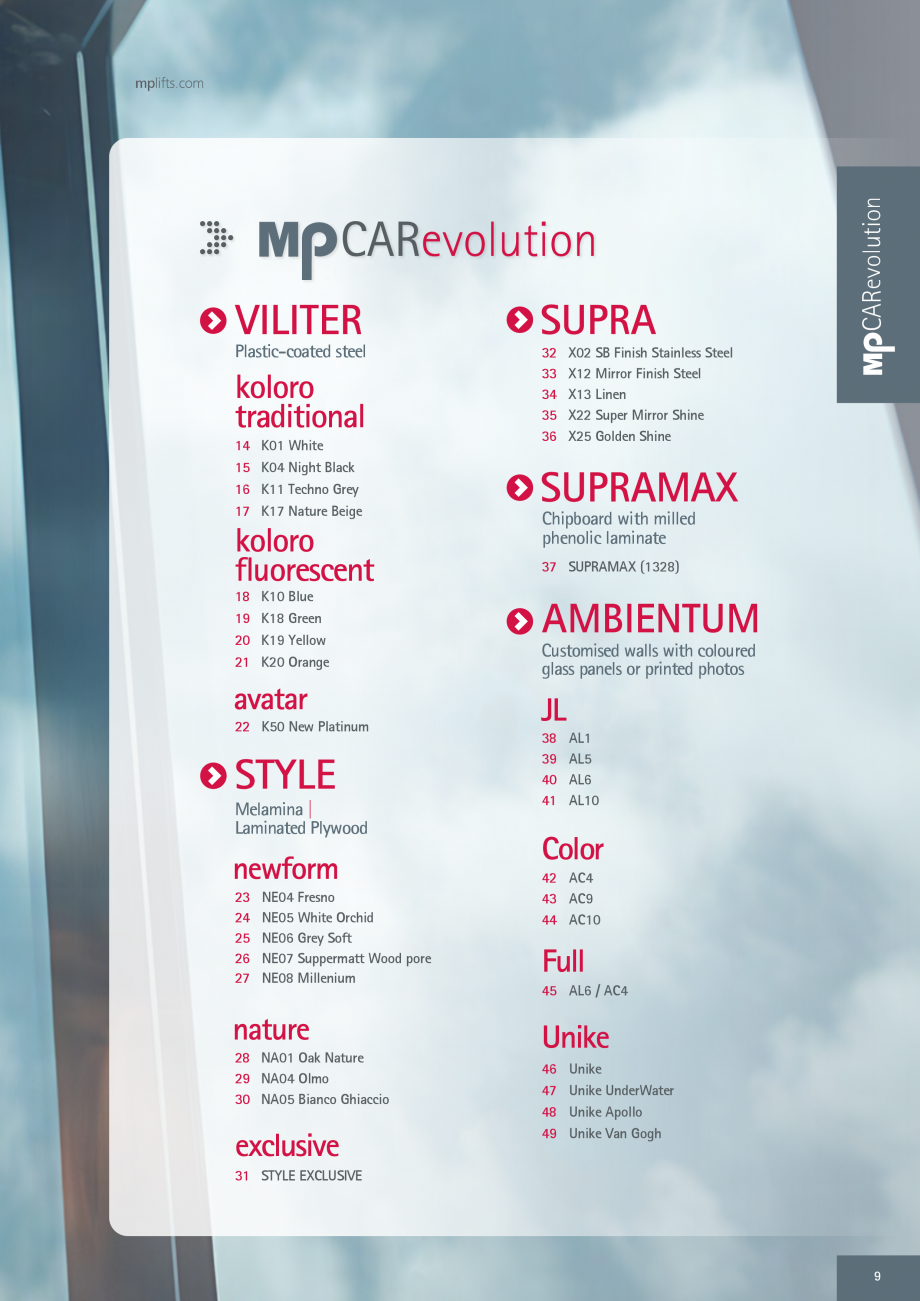 Pagina 9 - Catalog - Cabine de pasageri MP MP IFMA Catalog, brosura Engleza ural 110mm

NEW

Range...