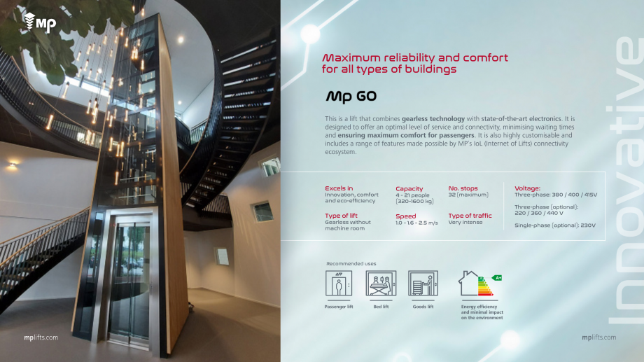 Pagina 3-Ascensor MP IFMA MP GO!  Catalog, brosura Engleza cted lifts that offer new services and
features,...