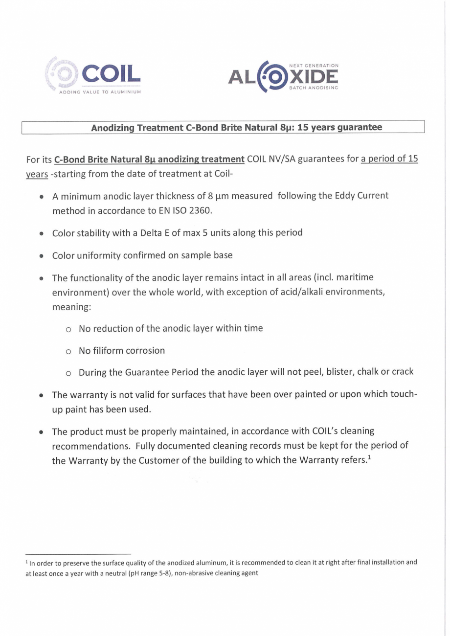 Pagina 1-Garantie 15 ani pentru tratamentul C-Bond Brite Natural 8µm - panouri compozite MONSENA...