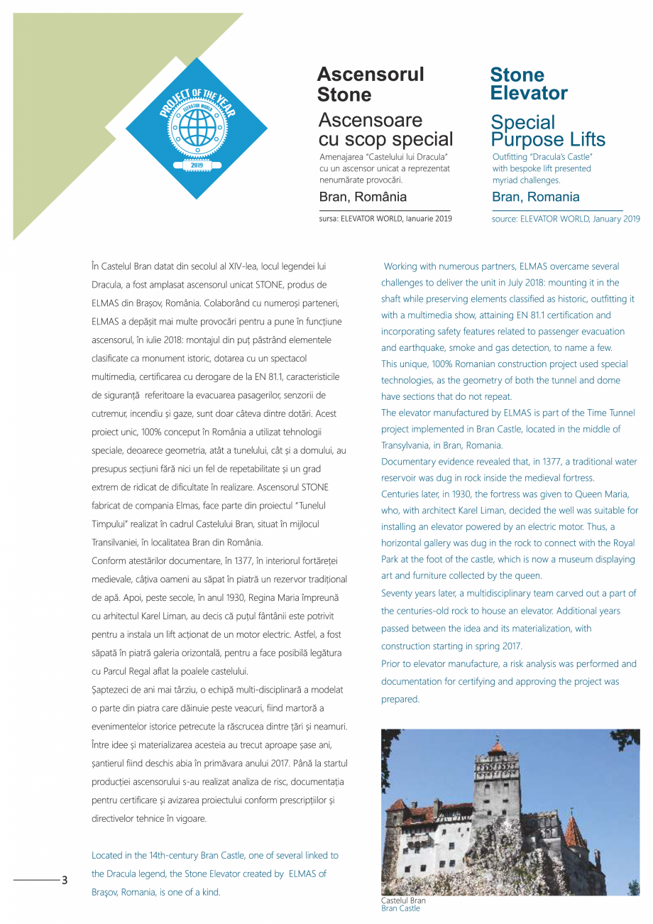 Pagina 4-Constructorii de ascensoare - Locul 1 in lume ELMAS Catalog, brosura Engleza, Romana 