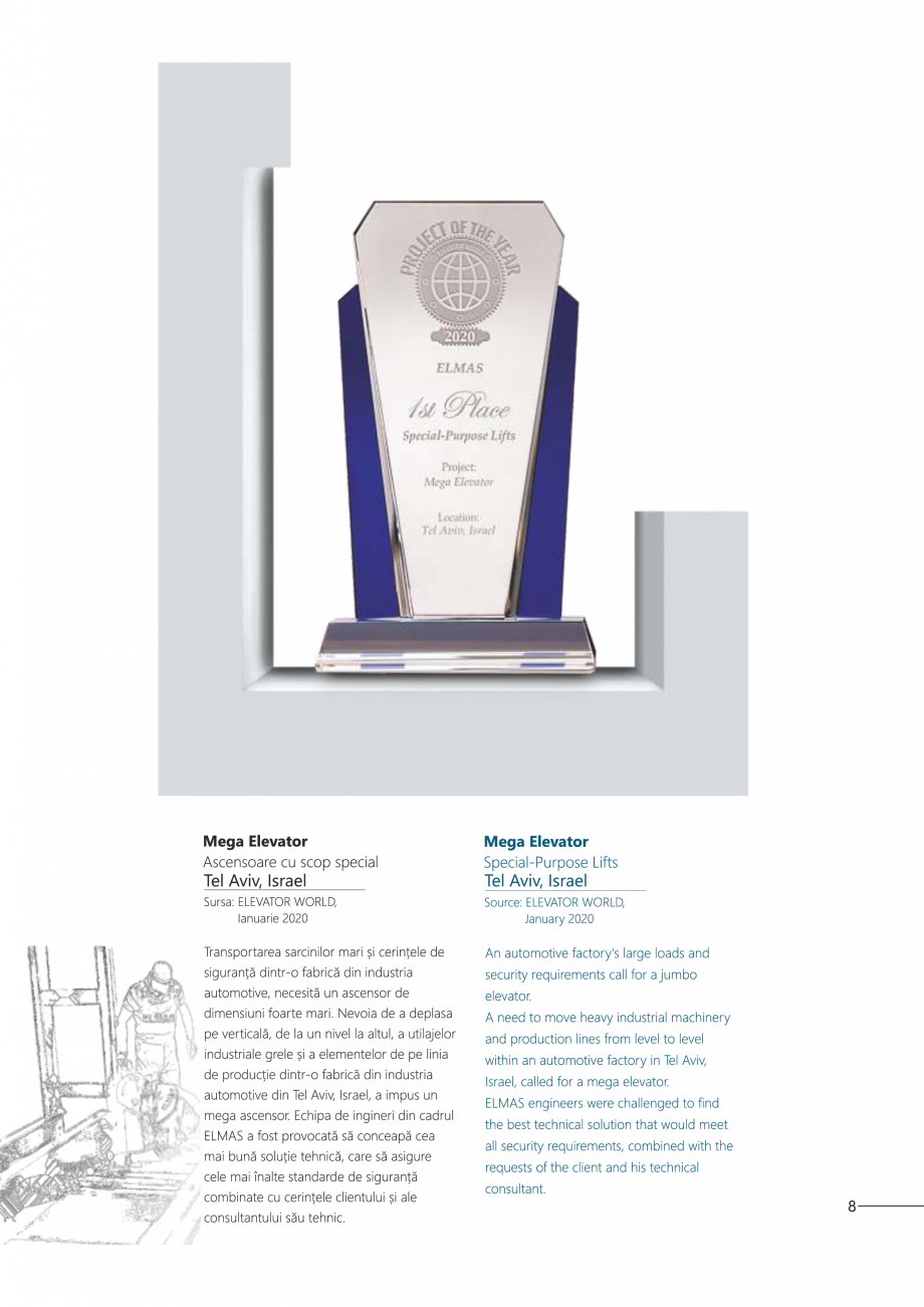 Pagina 9-Constructorii de ascensoare - Locul 1 in lume ELMAS Catalog, brosura Engleza, Romana 