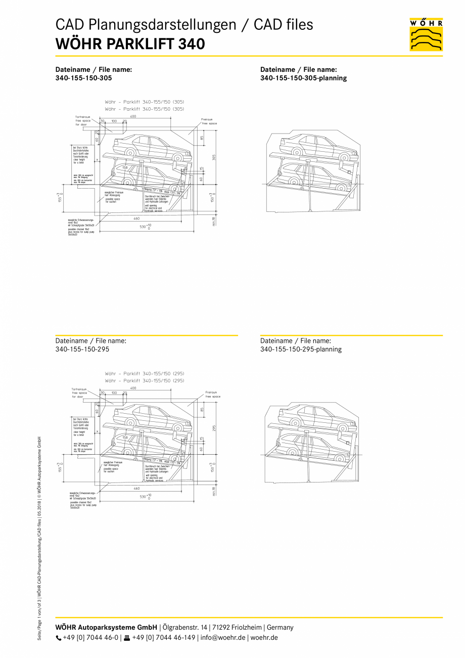 Pagina 1-CAD-PDF Parklift 340 WOEHR_CAD-340_DE-EN_05-2018 WÖHR Detaliu de produs 