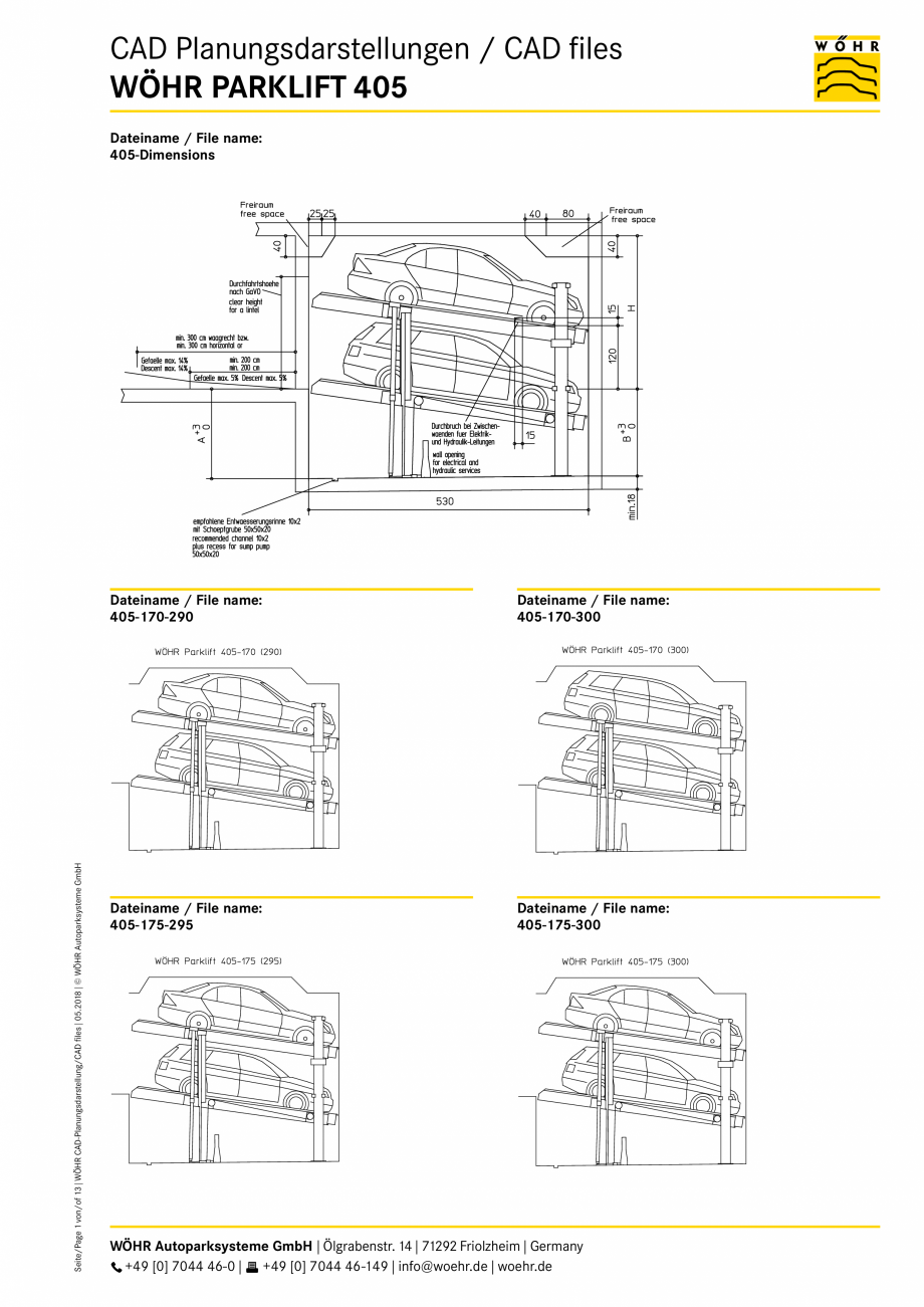 Pagina 1-CAD-PDF WOEHR_CAD-405_DE-EN_05-2018 WÖHR Detaliu de produs PARKLIFT 405 