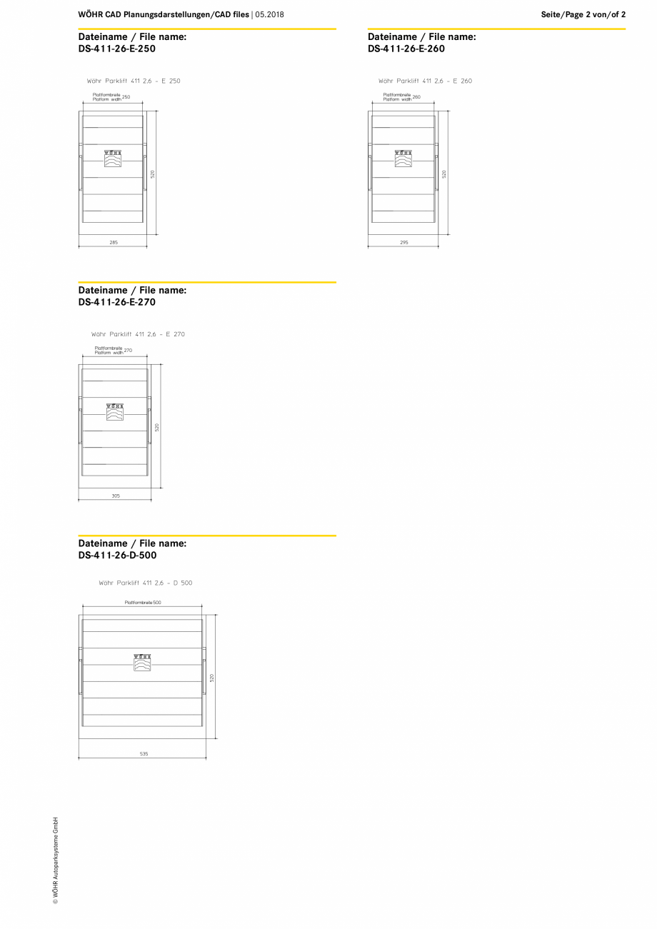 Pagina 2-CAD-PDF Parklift 411 WOEHR_CAD-411-26_DE-EN_05-2018 WÖHR Detaliu de produs 