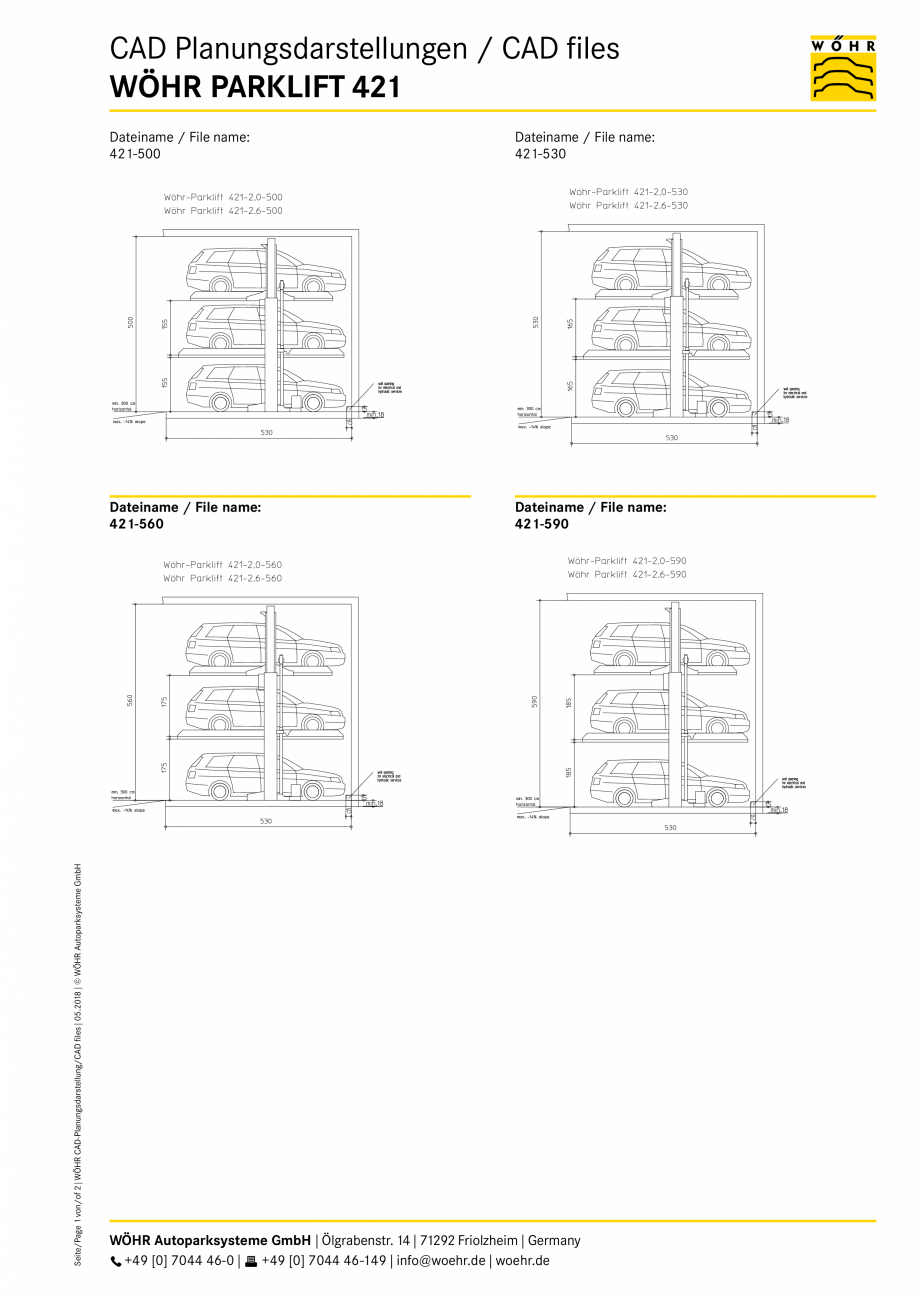 Pagina 1-CAD-PDF Parklift 421 WOEHR_CAD-421_DE-EN_05-2018 WÖHR Detaliu de produs 