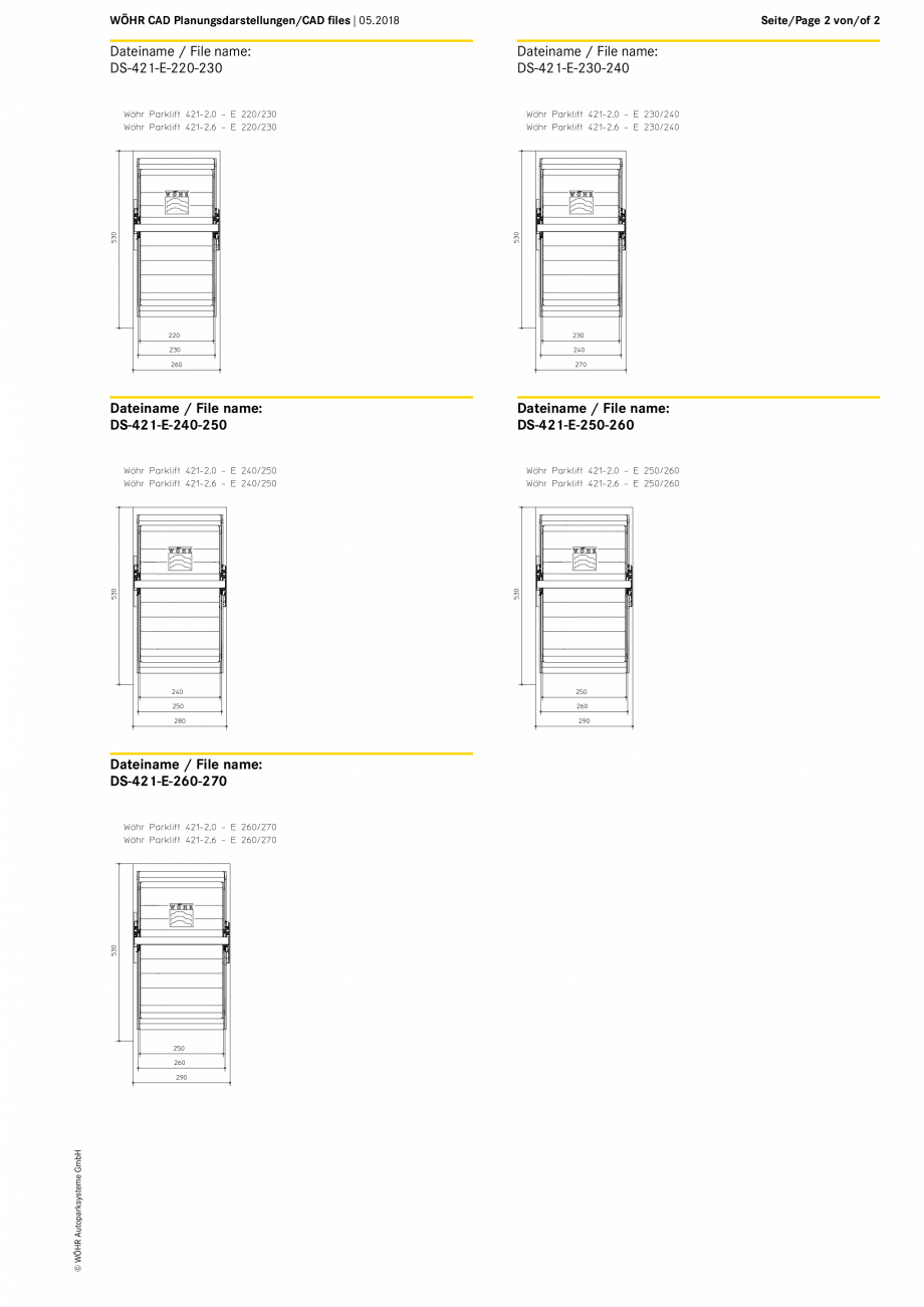 Pagina 2 - CAD-PDF Parklift 421 WOEHR_CAD-421_DE-EN_05-2018 WÖHR Detaliu de produs 