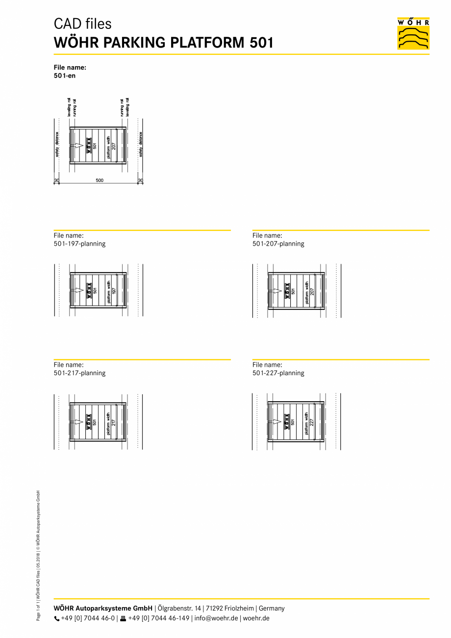 Pagina 1-CAD-PDF Platforma de parcare 501_EN_05-2018 WÖHR Detaliu de produs 