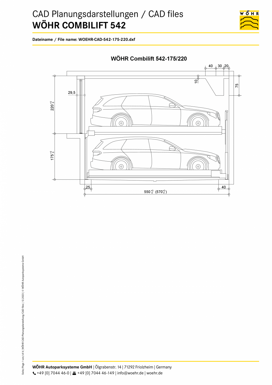 Pagina 1-CAD-PDF Sistem mecanic de parcare WOEHR-CAD-542-7 WÖHR Detaliu de produs COMBILIFT 542 