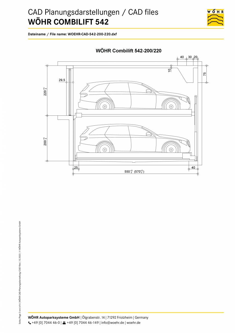 Pagina 2-CAD-PDF Sistem mecanic de parcare WOEHR-CAD-542-7 WÖHR Detaliu de produs COMBILIFT 542 