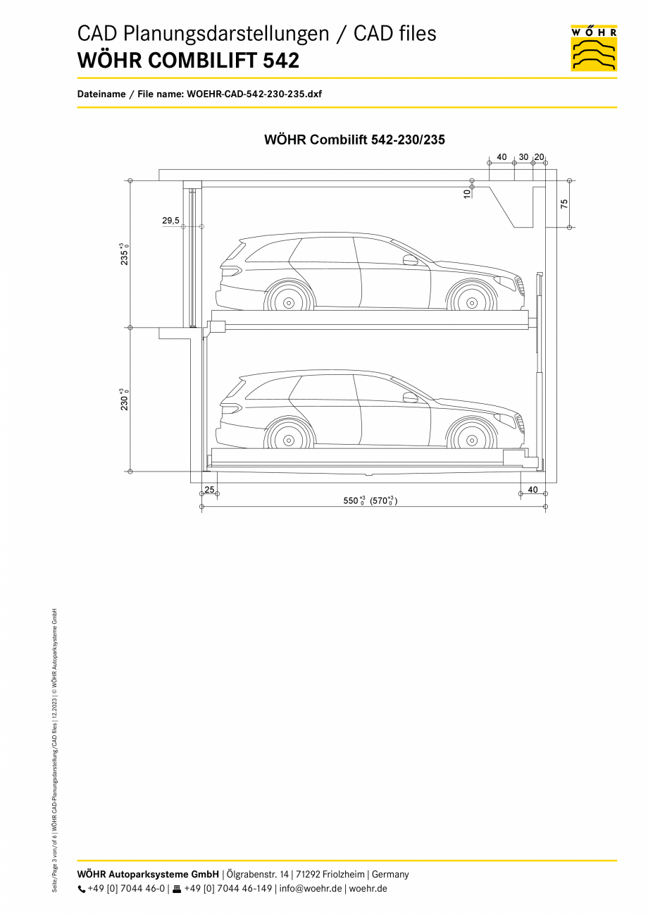 Pagina 3-CAD-PDF Sistem mecanic de parcare WOEHR-CAD-542-7 WÖHR Detaliu de produs COMBILIFT 542 
