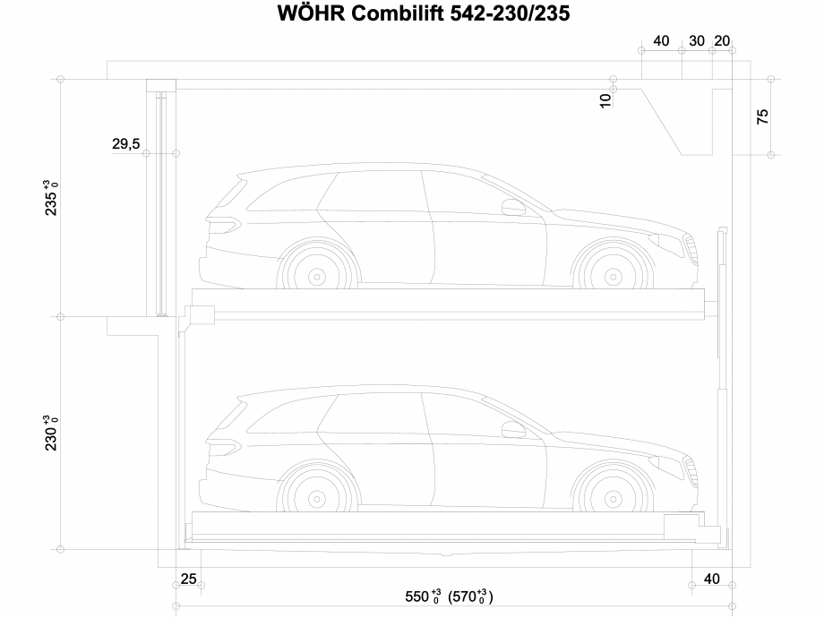 Pagina 1-CAD-DXF Sistem mecanic de parcare WOEHR-CAD-542-7-230-235 WÖHR Detaliu de produs COMBILIFT 542 