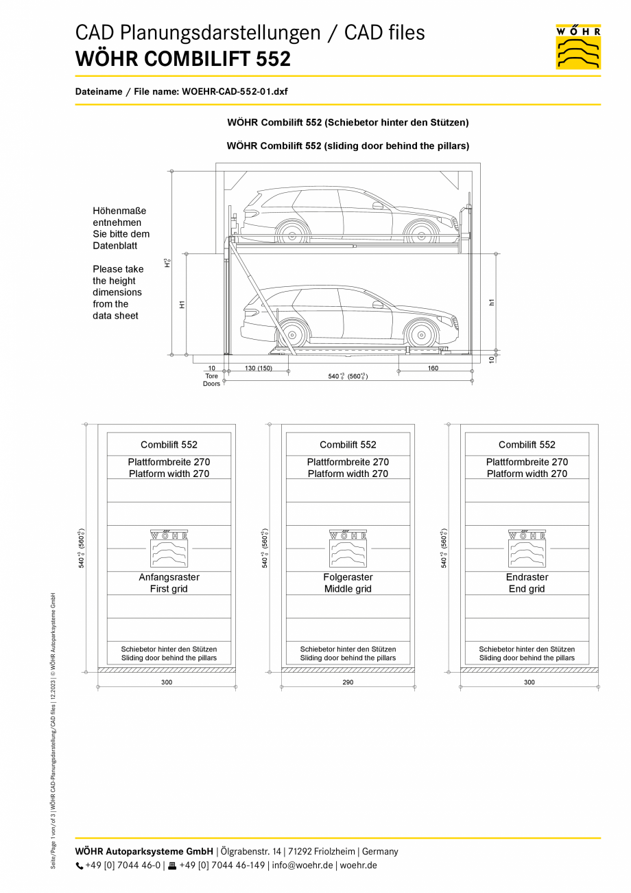 Pagina 1 - CAD-PDF Sistem mecanic de parcare WOEHR-CAD-552 WÖHR Detaliu de produs COMBILIFT 552...