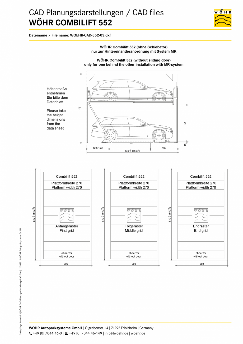 Pagina 3-CAD-PDF Sistem mecanic de parcare WOEHR-CAD-552 WÖHR Detaliu de produs COMBILIFT 552 