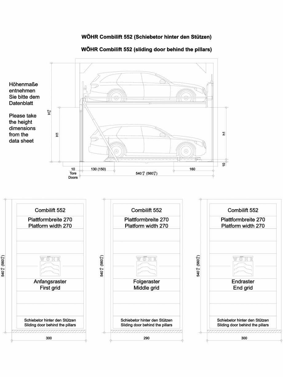 Pagina 1-CAD-DXF Sistem mecanic de parcare WOEHR-CAD-552-01 WÖHR Detaliu de produs COMBILIFT 552 