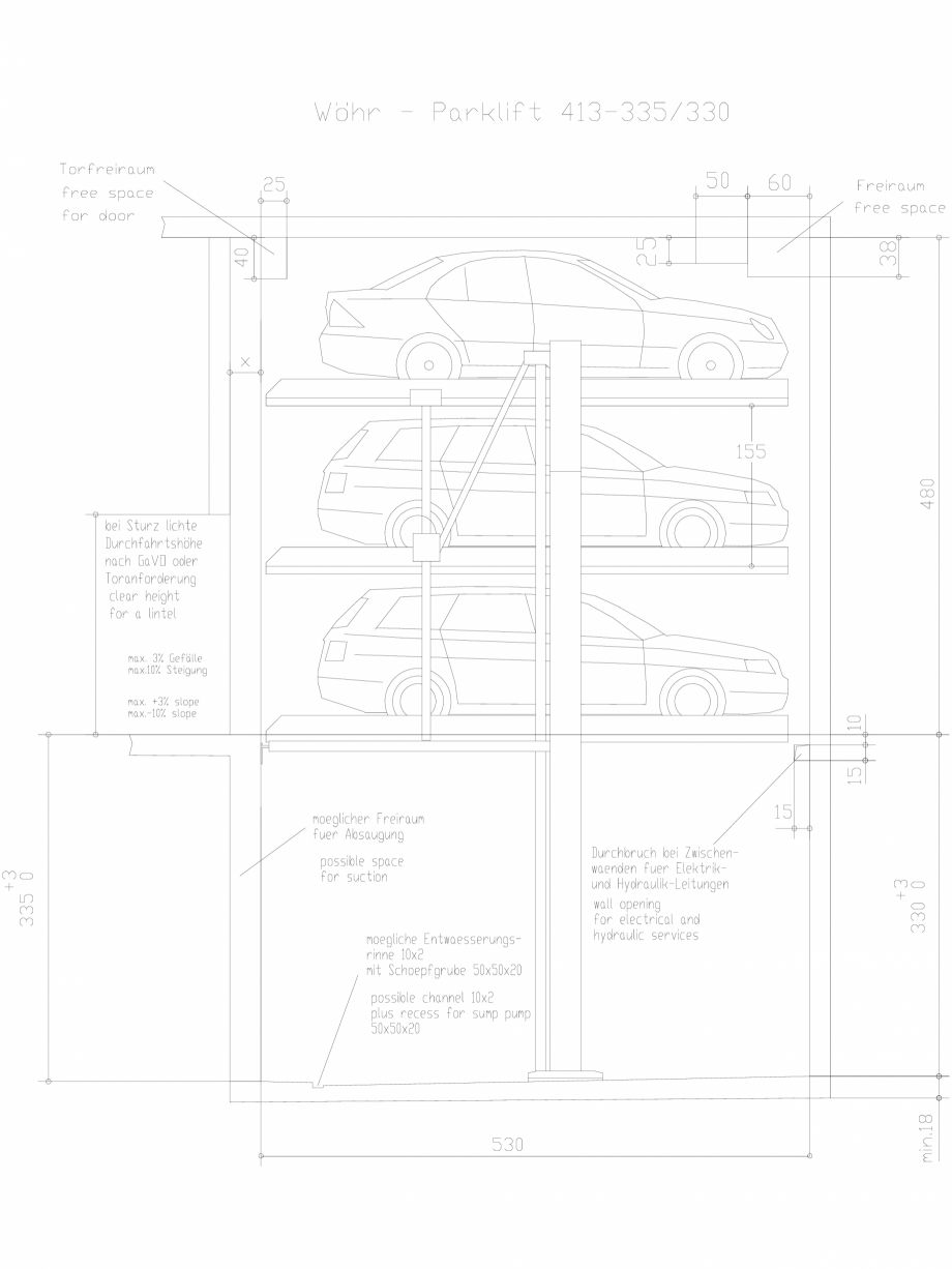 Pagina 1-CAD-DXF Sistem mecanic de parcare 413-335 WÖHR Detaliu de produs PARKLIFT 413 