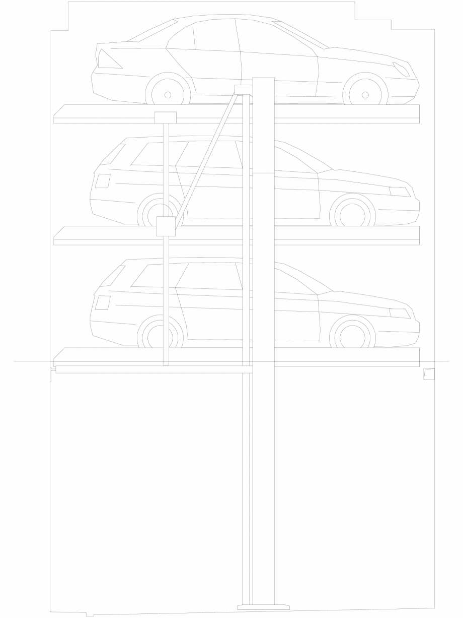 Pagina 1-CAD-DXF Sistem mecanic de parcare 413-345-planning WÖHR Detaliu de produs PARKLIFT 413 