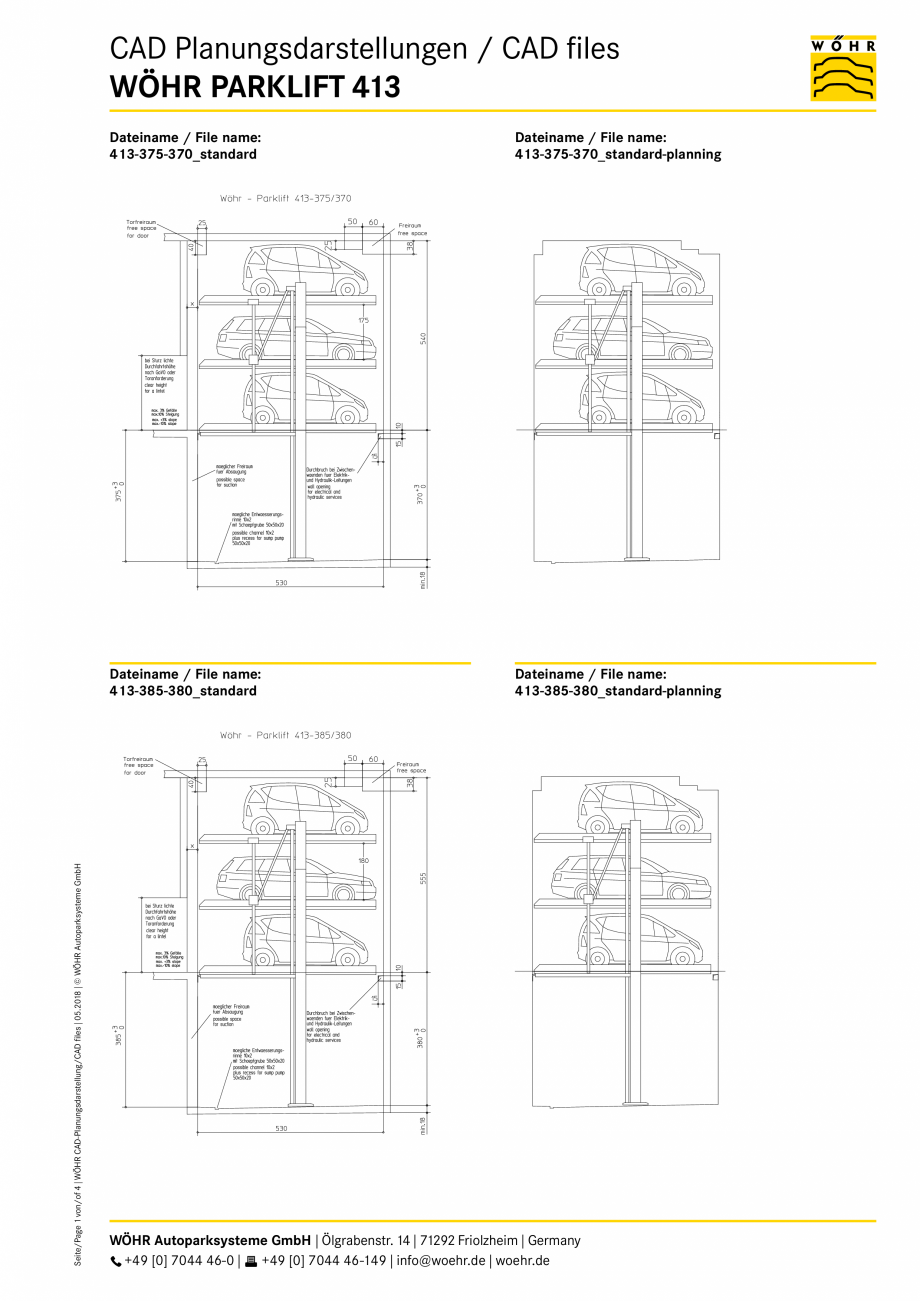 Pagina 1-CAD-PDF Sistem mecanic de parcare WOEHR_CAD-413_DE-EN_05-2018 WÖHR Detaliu de produs PARKLIFT...