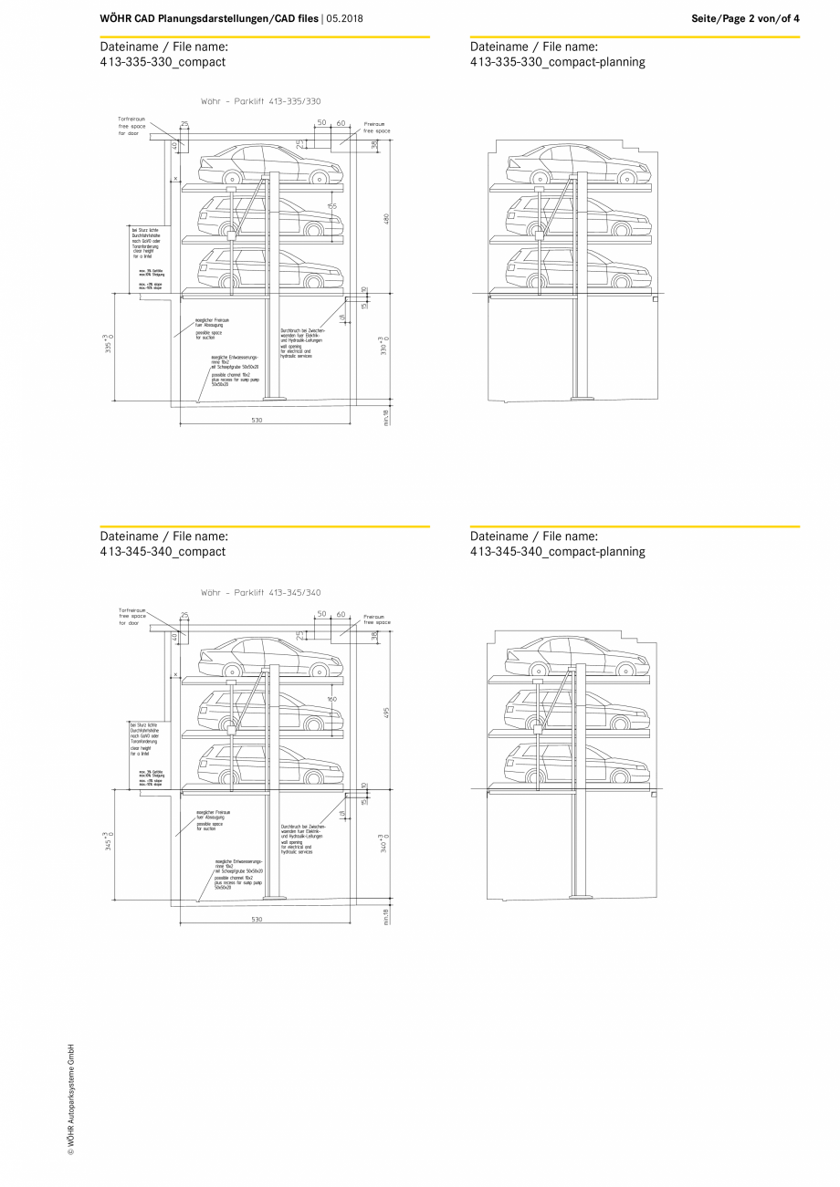 Pagina 2-CAD-PDF Sistem mecanic de parcare WOEHR_CAD-413_DE-EN_05-2018 WÖHR Detaliu de produs PARKLIFT...