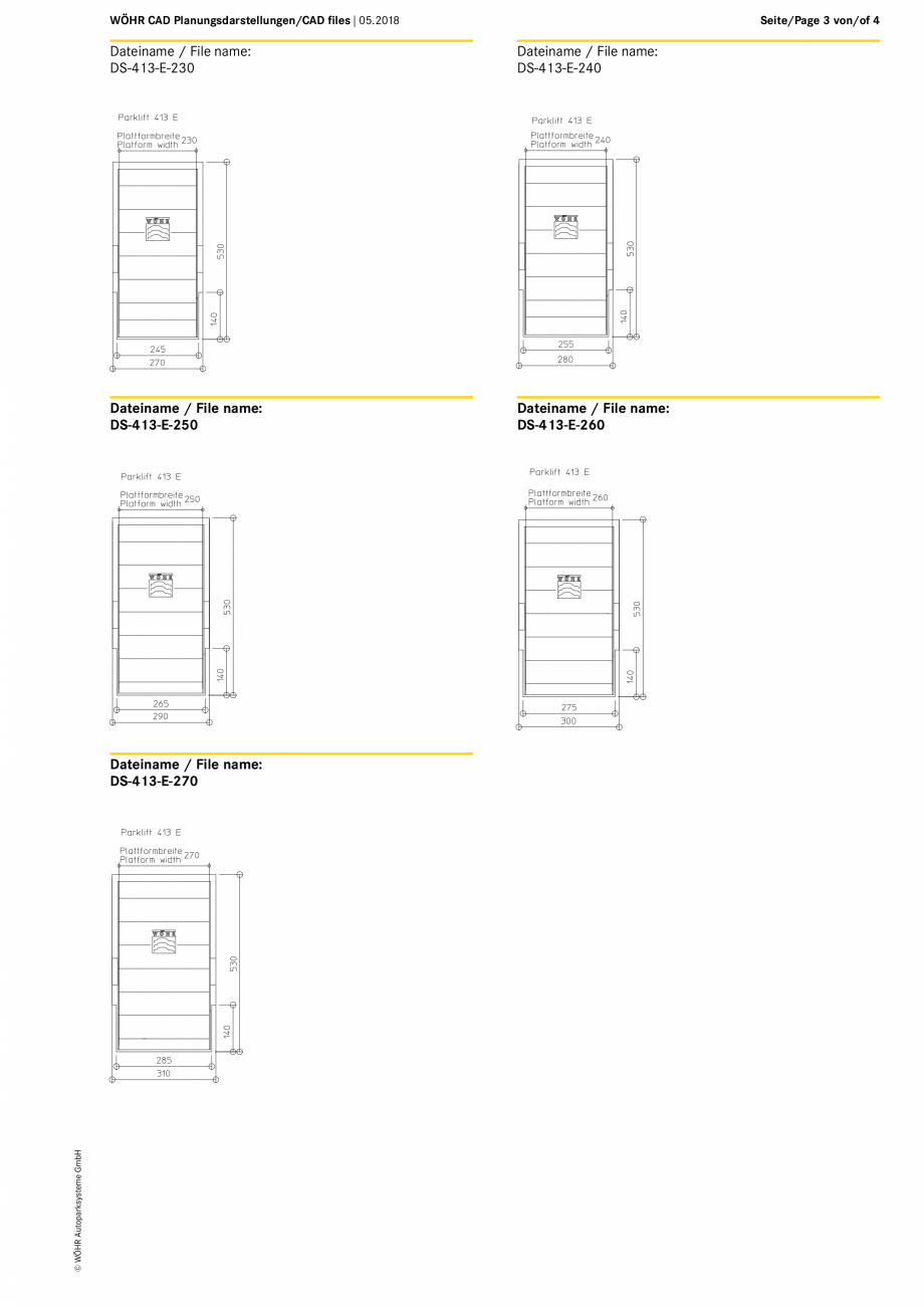 Pagina 3-CAD-PDF Sistem mecanic de parcare WOEHR_CAD-413_DE-EN_05-2018 WÖHR Detaliu de produs PARKLIFT...